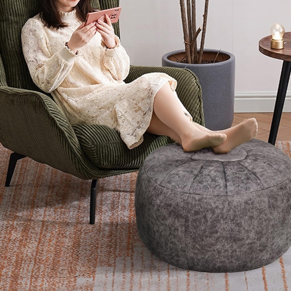 Gray Unstuffed Ottoman (Cover Only)